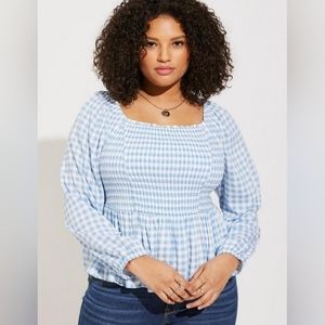 NWT Torrid Smocked Bodice Blouse Long Sleeve Size 18/20
